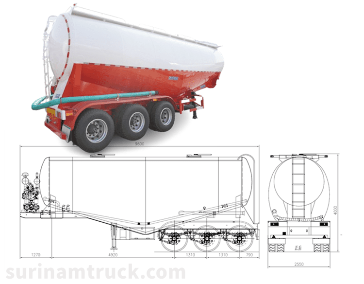 Tri Axle Bulk Cement Trailer for Sale in Suriname Paramaribo