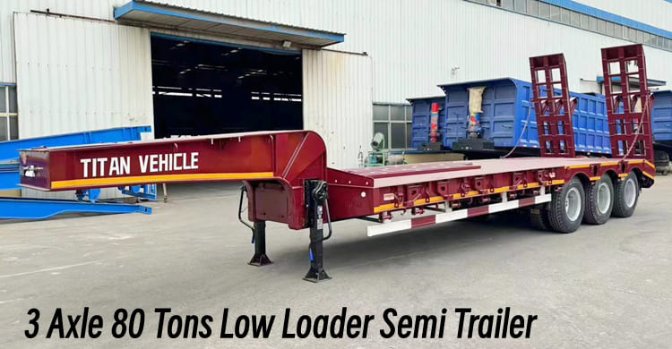 3 Axle 80 Tons Low Loader Semi Trailer for Sale in Suriname Paramaribo