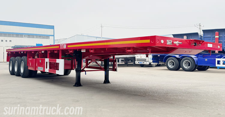 3 Axle 40 Ft Flatbed Semi Truck Trailer for Sale in Suriname 