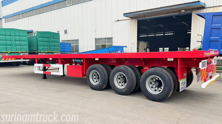 3 Axle 40 Ft Flatbed Semi Truck Trailer for Sale in Suriname 