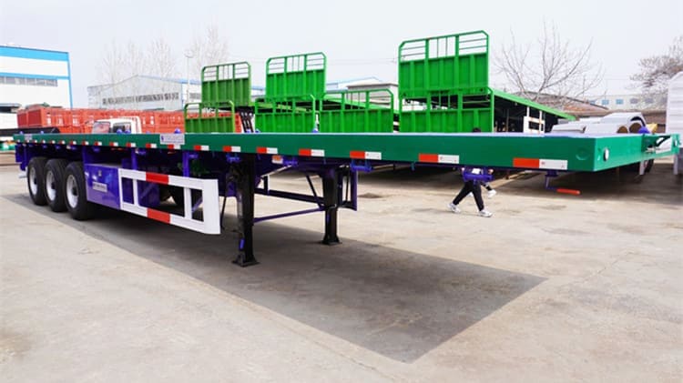 3 Axle 40Ft Flatbed Trailer Semi Truck 