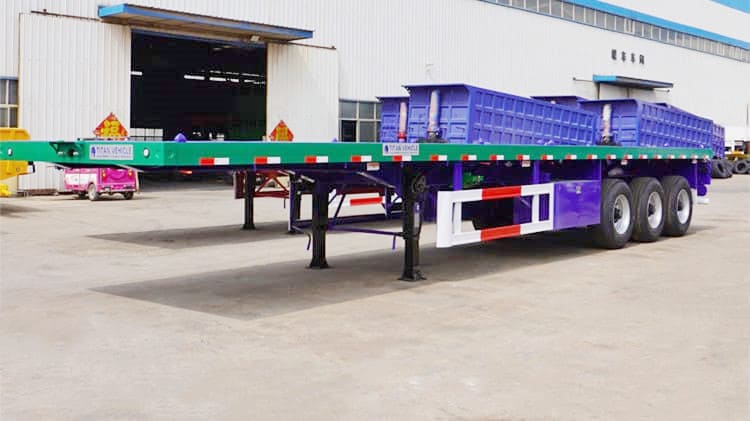 3 Axle 40Ft Flatbed Trailer Semi Truck 