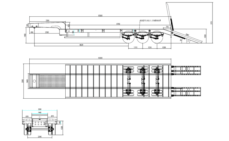 3 Axle Lowbed Trailer