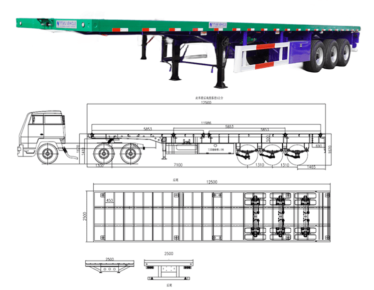 3 Axle 40Ft Flatbed Trailer Semi Truck for sale in Suriname