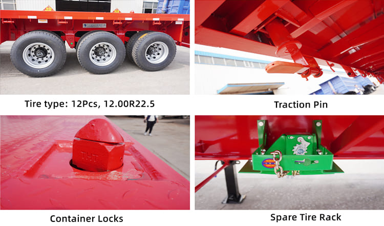 Tri Axle 40Ft Flatbed Container Trailer for Sale in Suriname 