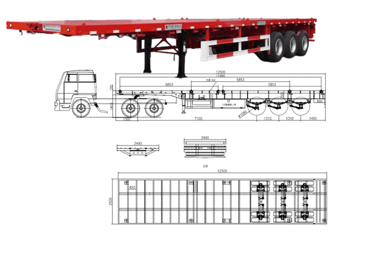 Tri Axle 40Ft Flatbed Container Trailer for Sale in Suriname